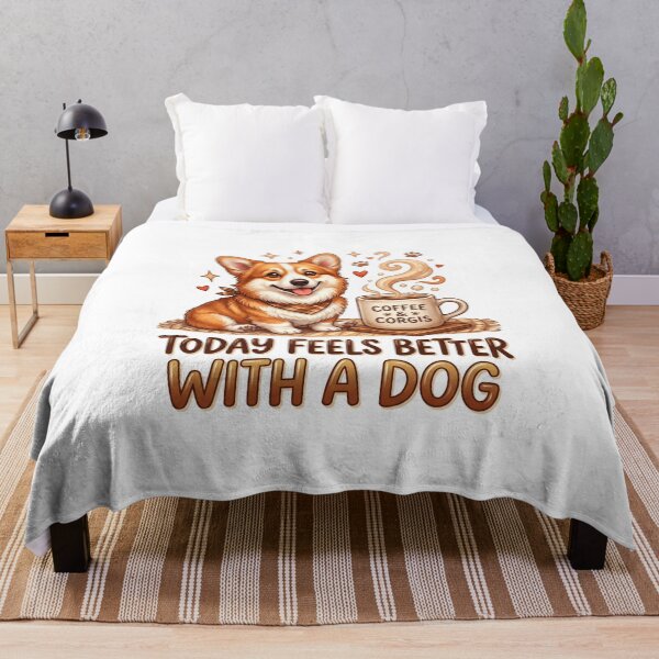 Item preview, Better With a Dog Cozy Corgi Artwork designed and sold by pradeepvisuals.