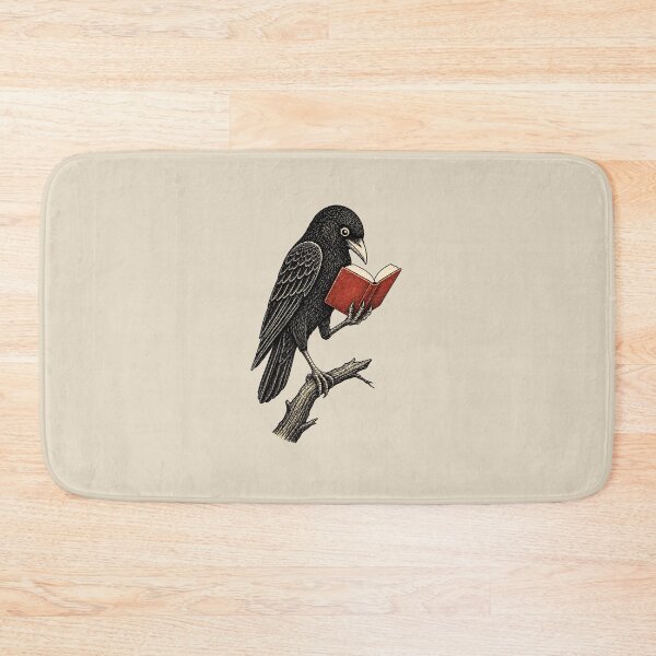 Item preview, Crow Reading Open Book Vintage Linocut Art designed and sold by CG Studio.