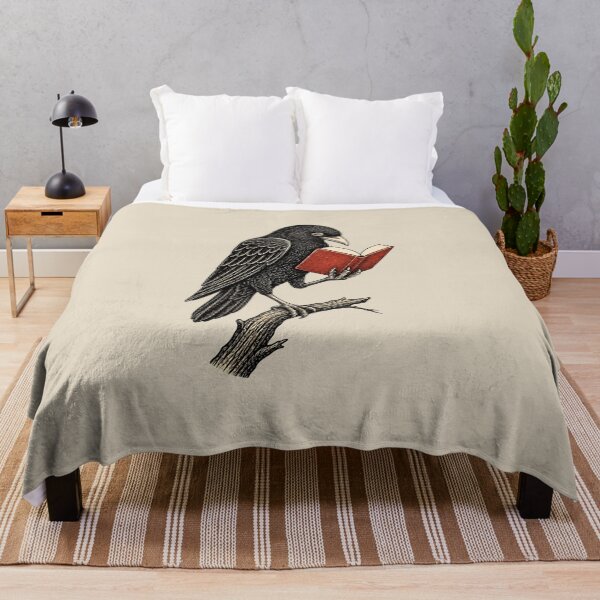 Item preview, Crow Reading Open Book Vintage Linocut Art designed and sold by CG Studio.