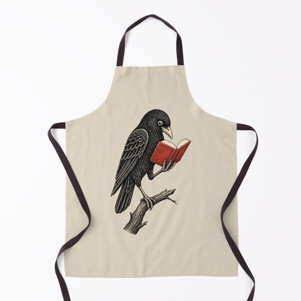 Item preview, Crow Reading Open Book Vintage Linocut Art designed and sold by CG Studio.