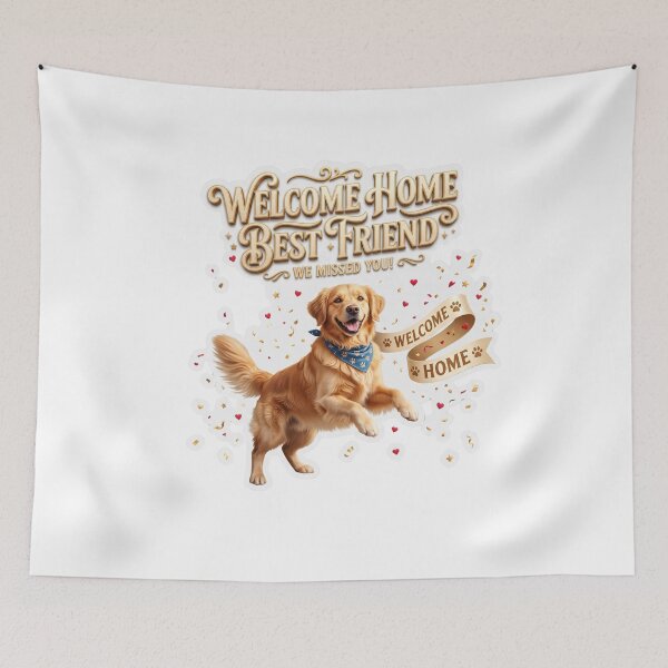 Item preview, Welcome Home Golden Retriever Greeting Art designed and sold by pradeepvisuals.