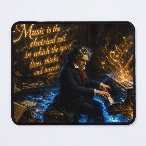 Item preview, Beethoven Quote: Music is the electrical soil in which the spirit lives, thinks and invents - Dark Academia Classical Music Creative Art designed and sold by DoReMiStudio.