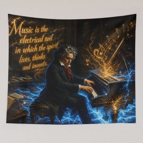 Item preview, Beethoven Quote: Music is the electrical soil in which the spirit lives, thinks and invents - Dark Academia Classical Music Creative Art designed and sold by DoReMiStudio.