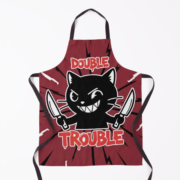 Item preview, Double Trouble Mischievous Knife Cat Cartoon Square Edition designed and sold by Taridesign.