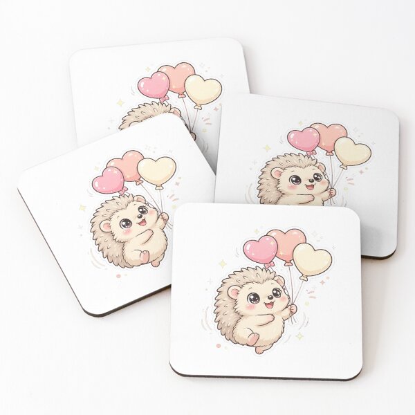 Item preview, Cute Hedgehog with Heart Balloons - Kawaii Love Sticker designed and sold by Ala'Salem| Cute Characters, Real Moods.