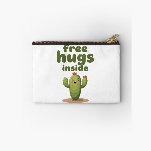 Item preview, Cactus with red blossoms promising there are free hugs inside designed and sold by Prints by Mat.