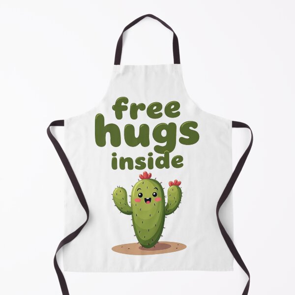 Item preview, Cactus with red blossoms promising there are free hugs inside designed and sold by Prints by Mat.