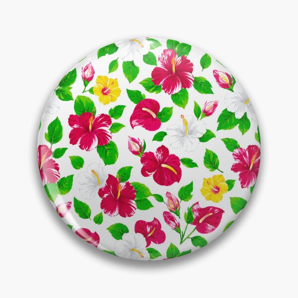 Item preview, Tropical Hibiscus Flower Pattern – Vibrant Pink, White & Yellow Floral Summer FashionPrint designed and sold by WheresMyMojo.