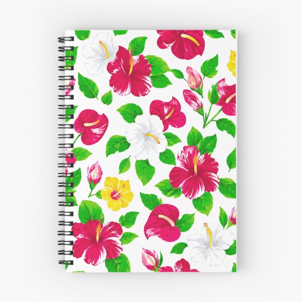 Item preview, Tropical Hibiscus Flower Pattern – Vibrant Pink, White & Yellow Floral Summer FashionPrint designed and sold by WheresMyMojo.