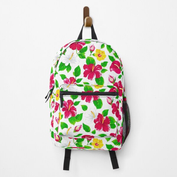 Item preview, Tropical Hibiscus Flower Pattern – Vibrant Pink, White & Yellow Floral Summer FashionPrint designed and sold by WheresMyMojo.