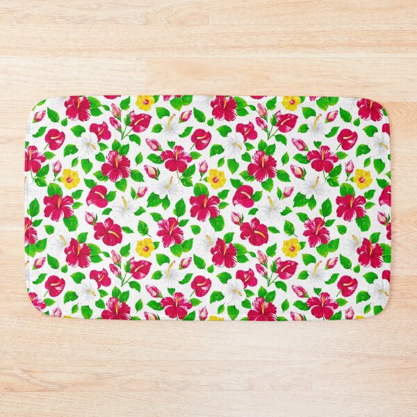 Item preview, Tropical Hibiscus Flower Pattern – Vibrant Pink, White & Yellow Floral Summer FashionPrint designed and sold by WheresMyMojo.