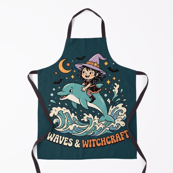 Item preview, "Waves & Witchcraft" Witch Riding Dolphin − Halloween Coastal Design designed and sold by Sea Gem.
