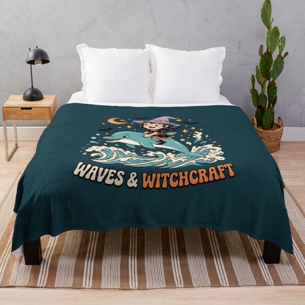 Item preview, "Waves & Witchcraft" Witch Riding Dolphin − Halloween Coastal Design designed and sold by Sea Gem.