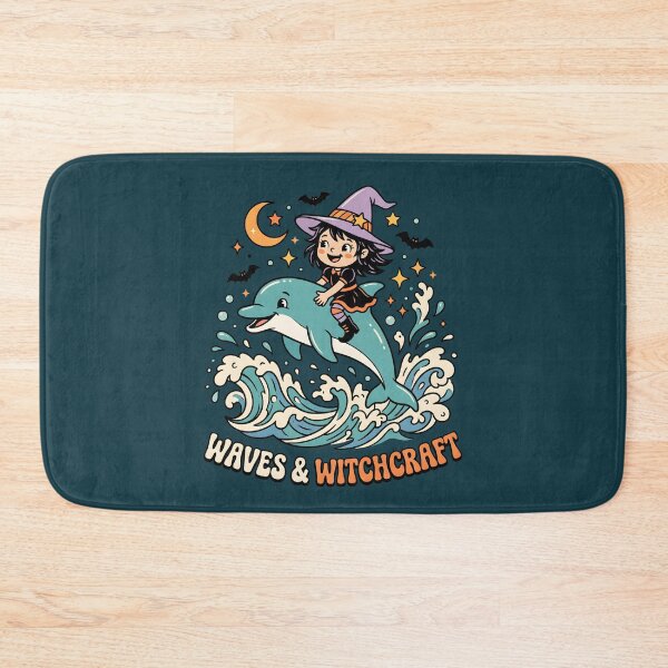 Item preview, "Waves & Witchcraft" Witch Riding Dolphin − Halloween Coastal Design designed and sold by Sea Gem.