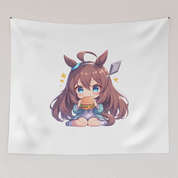 Item preview, Mihono Bourbon Uma Musume Pretty Derby Chibi Kawaii Burger Sweet Anime Girl Moment designed and sold by Dashsopaner.
