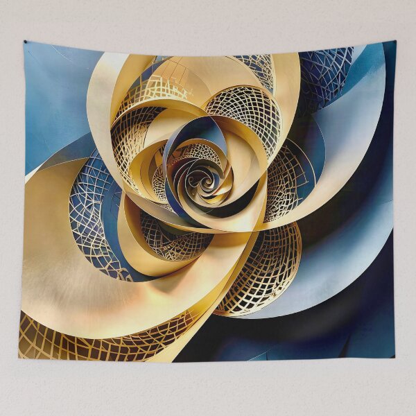 Item preview, Intricate Geometric Gold and Blue Design designed and sold by Vicky Brago-Mitchell®.