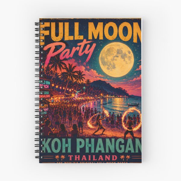 Item preview, KOH PHANGAN – Full Moon Party Retro Sunset Poster designed and sold by Spirit of Siam.
