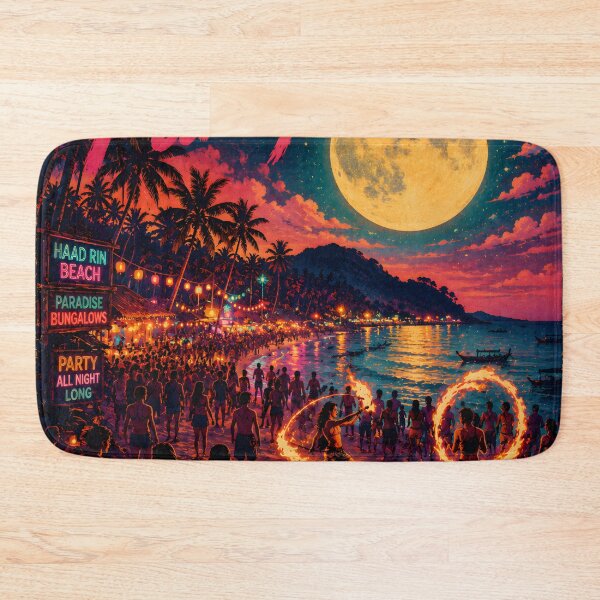 Item preview, KOH PHANGAN – Full Moon Party Retro Sunset Poster designed and sold by Spirit of Siam.