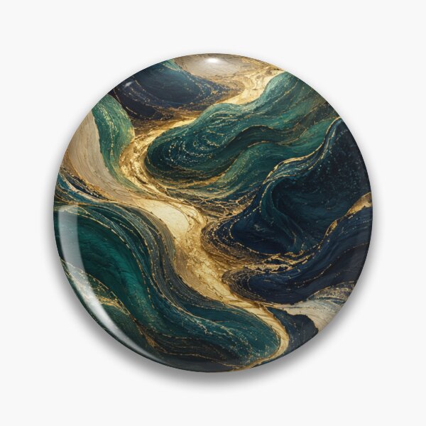 Item preview, Teal and Gold Abstract Landscape – Luxury Fluid Art designed and sold by GSizzle1.