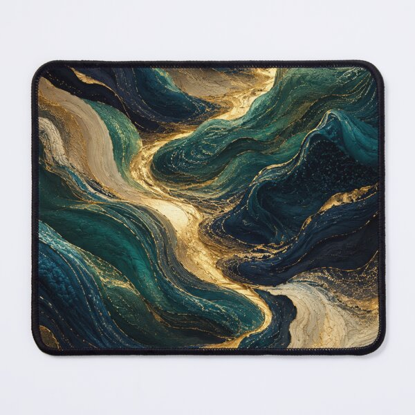 Item preview, Teal and Gold Abstract Landscape – Luxury Fluid Art designed and sold by GSizzle1.
