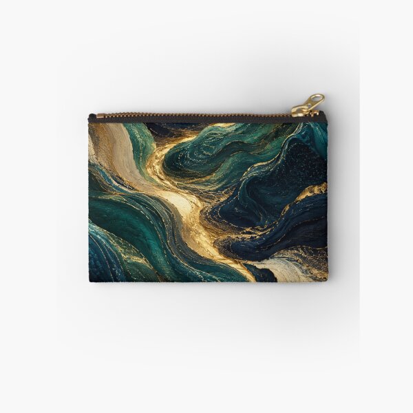 Item preview, Teal and Gold Abstract Landscape – Luxury Fluid Art designed and sold by GSizzle1.