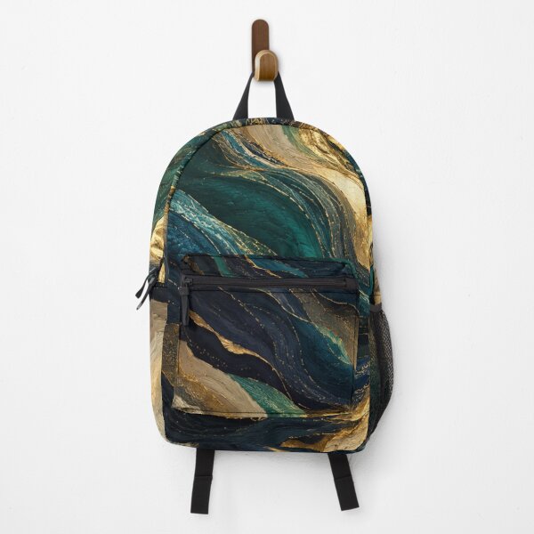 Item preview, Teal and Gold Abstract Landscape – Luxury Fluid Art designed and sold by GSizzle1.