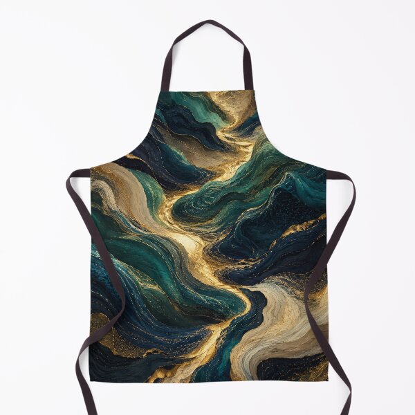 Item preview, Teal and Gold Abstract Landscape – Luxury Fluid Art designed and sold by GSizzle1.