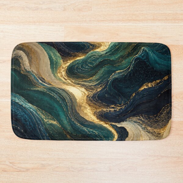 Item preview, Teal and Gold Abstract Landscape – Luxury Fluid Art designed and sold by GSizzle1.