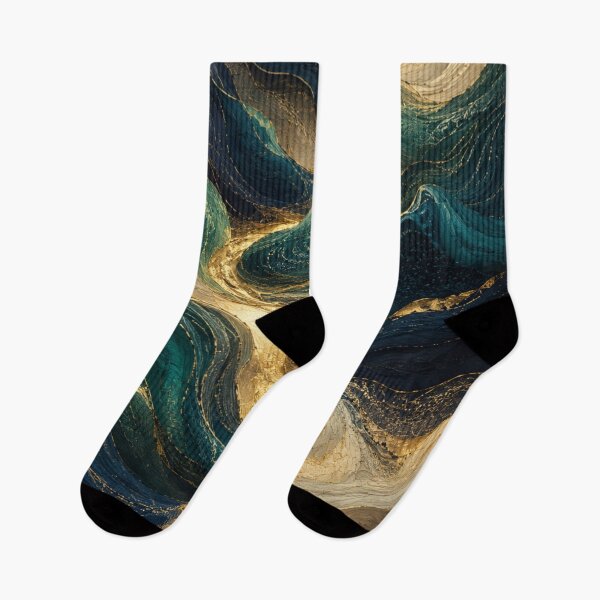 Item preview, Teal and Gold Abstract Landscape – Luxury Fluid Art designed and sold by GSizzle1.