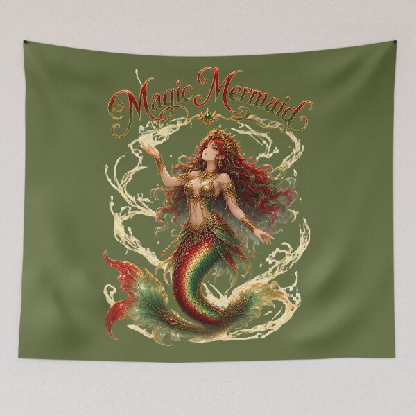 Item preview, Magic Mermaid - Golden Fantasy Siren Art designed and sold by digitalbob60.