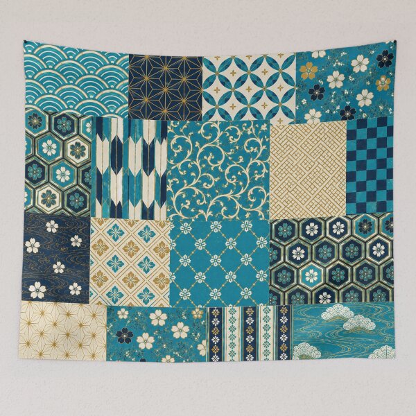 Item preview, Turquoise Harmony | Japanese Patchwork Pattern designed and sold by lbl-shop.