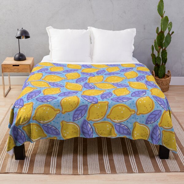 Item preview, Lemon Pattern Blue Purple Leaves designed and sold by Zaya_art.