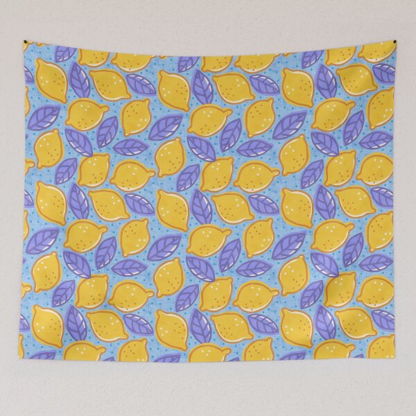 Item preview, Lemon Pattern Blue Purple Leaves designed and sold by Zaya_art.