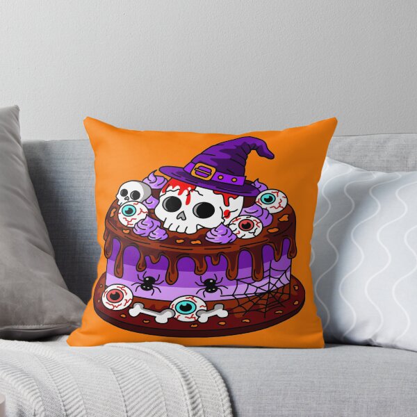 Item preview, Cute Halloween Horror ฺBakery Cake Topped with Skull Witch Hat and Eyeball Cartoon designed and sold by RS4you.