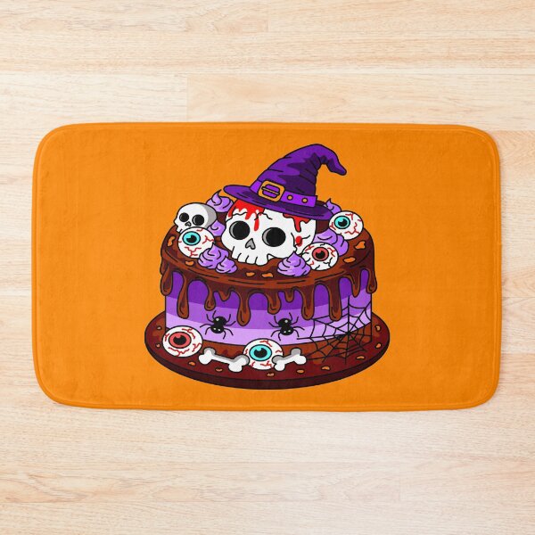 Item preview, Cute Halloween Horror ฺBakery Cake Topped with Skull Witch Hat and Eyeball Cartoon designed and sold by RS4you.