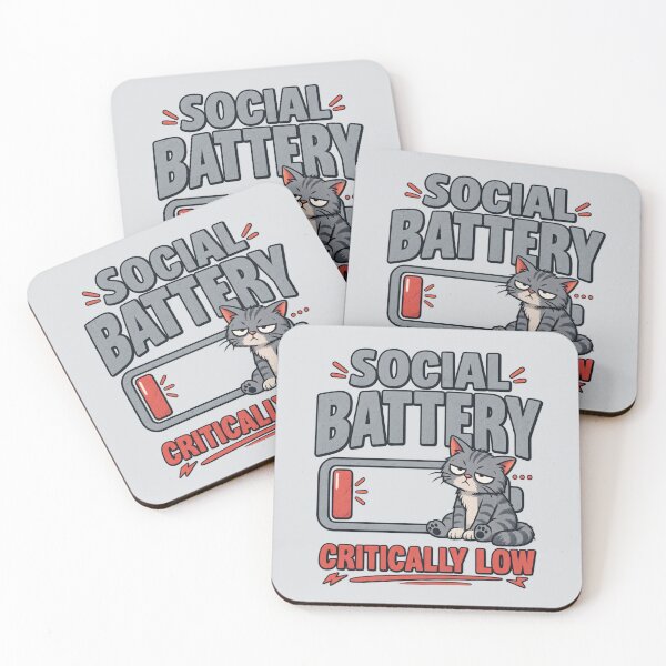 Item preview, Social Battery Critically Low – Funny Introvert Cat Design designed and sold by Williams Anderson.