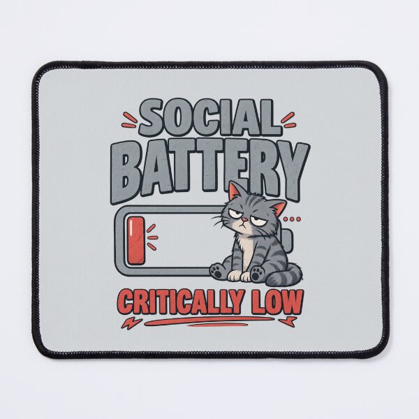 Item preview, Social Battery Critically Low – Funny Introvert Cat Design designed and sold by Williams Anderson.