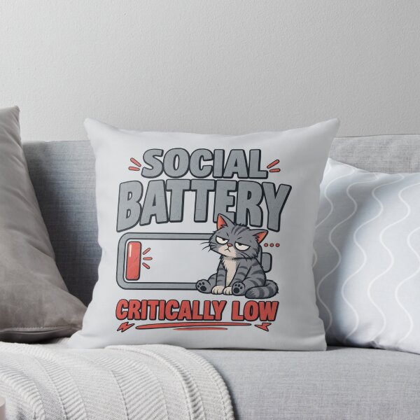 Item preview, Social Battery Critically Low – Funny Introvert Cat Design designed and sold by Williams Anderson.