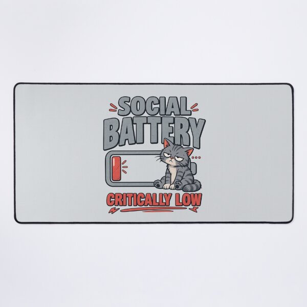 Item preview, Social Battery Critically Low – Funny Introvert Cat Design designed and sold by Williams Anderson.