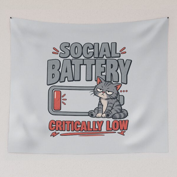 Item preview, Social Battery Critically Low – Funny Introvert Cat Design designed and sold by Williams Anderson.