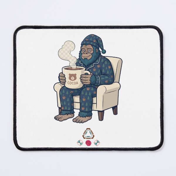 Item preview, Sleepy Bigfoot in Pajamas with Cocoa Mug - Cute Sasquatch Cryptid Gift designed and sold by Whimsy Trail Co.