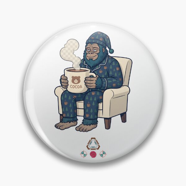 Item preview, Sleepy Bigfoot in Pajamas with Cocoa Mug - Cute Sasquatch Cryptid Gift designed and sold by Whimsy Trail Co.