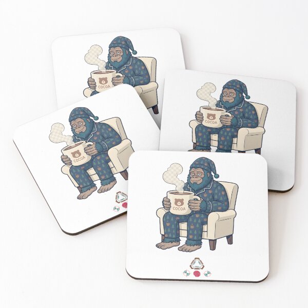 Item preview, Sleepy Bigfoot in Pajamas with Cocoa Mug - Cute Sasquatch Cryptid Gift designed and sold by Whimsy Trail Co.