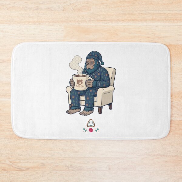 Item preview, Sleepy Bigfoot in Pajamas with Cocoa Mug - Cute Sasquatch Cryptid Gift designed and sold by Whimsy Trail Co.