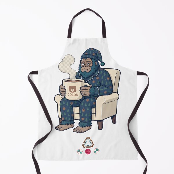 Item preview, Sleepy Bigfoot in Pajamas with Cocoa Mug - Cute Sasquatch Cryptid Gift designed and sold by Whimsy Trail Co.