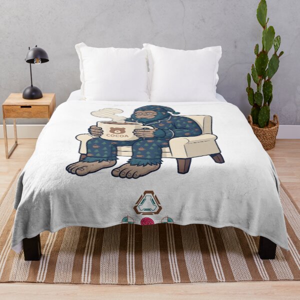 Item preview, Sleepy Bigfoot in Pajamas with Cocoa Mug - Cute Sasquatch Cryptid Gift designed and sold by Whimsy Trail Co.