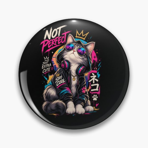 Item preview, Not Perfect Just Extra Cute - Cool Graffiti Cat designed and sold by GenZFashion000.