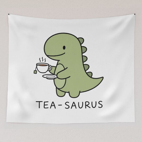 Item preview, Cute Tea Saurus Dinosaur Drinking Tea Pun designed and sold by Uniquely Worlds.