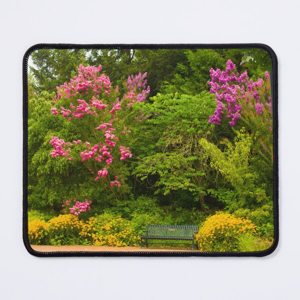 Item preview, Bright Park Bench with Blooming Summer Flowers designed and sold by jklune.