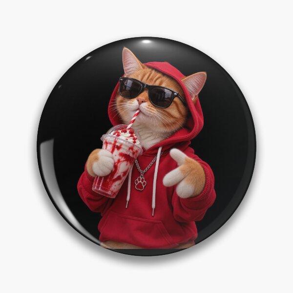 Item preview, Cool Orange Cat Drinking Red Strawberry Shake designed and sold by RedaSouq.